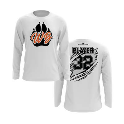Personalized WBYB Long Sleeve Shirt - Black Team Paw Print Logo