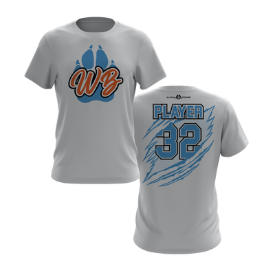 Personalized WBYB Fall 2023 Short Sleeve Shirt - Columbia Blue Team Paw Print Logo
