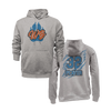 Personalized WBYB Fall 2023 Heather Grey Hoodie - Columbia Blue Team Paw Print Logo