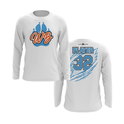 Personalized WBYB Long Sleeve Shirt - Columbia Blue Team Paw Print Logo