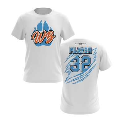 Personalized WBYB Fall 2023 Short Sleeve Shirt - Columbia Blue Team Paw Print Logo