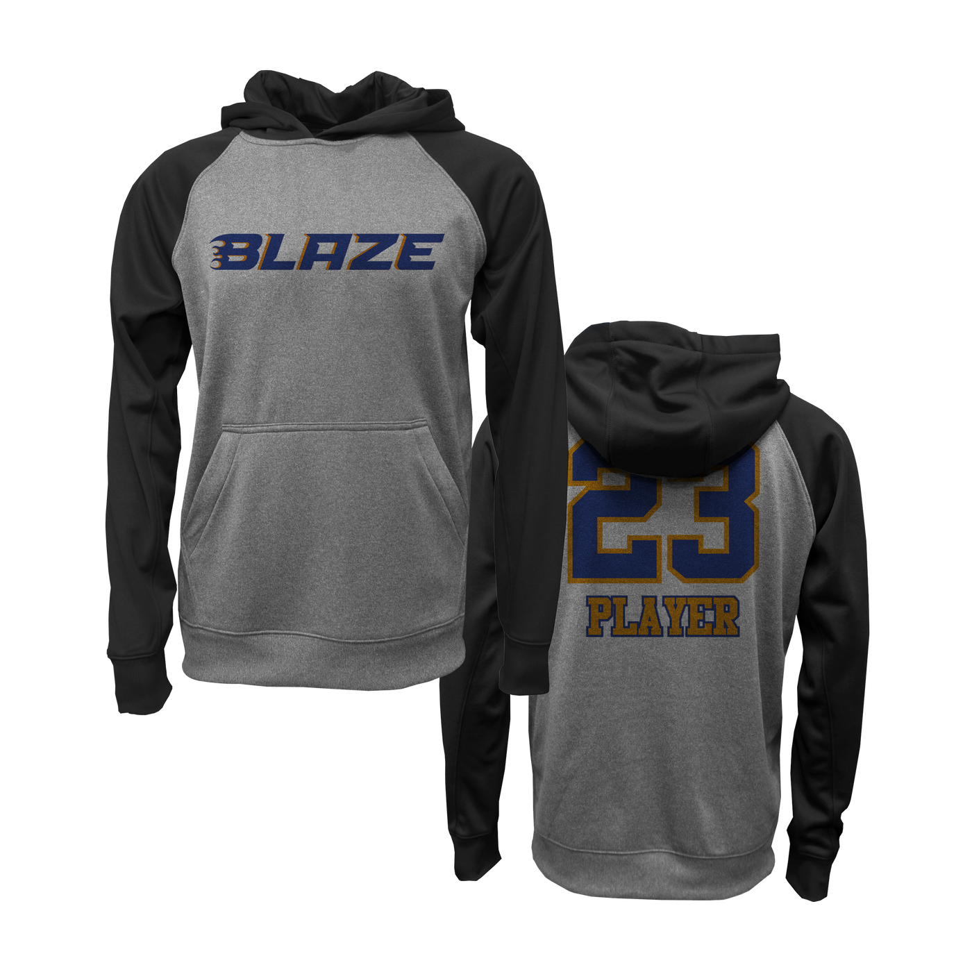 EB Blaze Heather/Black Sleeve Hoodie V1