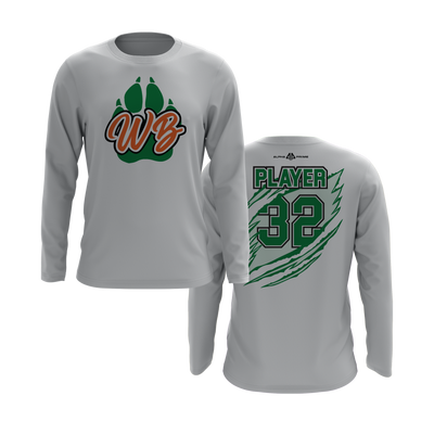 Personalized WBYB Long Sleeve Shirt - Green Team Paw Print Logo