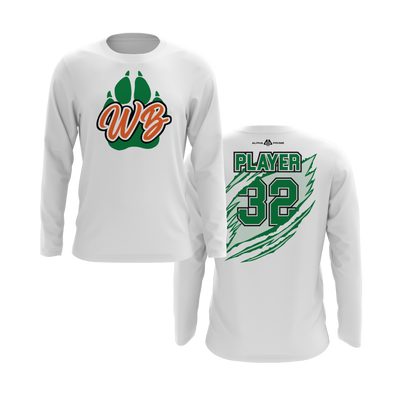 Personalized WBYB Long Sleeve Shirt - Green Team Paw Print Logo