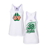 Personalized WBYB Women's White Tank Top - Green Team Paw Print Logo