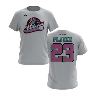 Personalized CCLL Creek Baseball Fall 2023 Short Sleeve Shirt - Pink/Blue Team