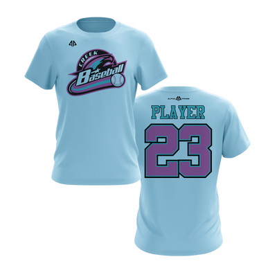 Personalized CCLL Creek Baseball Fall 2023 Short Sleeve Shirt - Pink/Blue Team