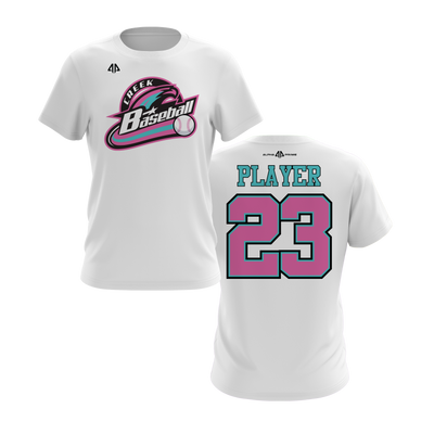 Personalized CCLL Creek Baseball Fall 2023 Short Sleeve Shirt - Pink/Blue Team
