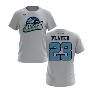 Personalized CCLL Creek Baseball Fall 2023 Short Sleeve Shirt - Light Blue/Yellow Team