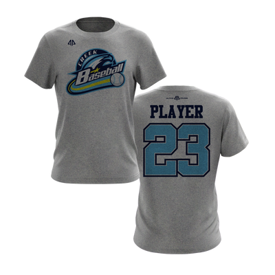 Personalized CCLL Creek Baseball Fall 2023 Short Sleeve Shirt - Light Blue/Yellow Team
