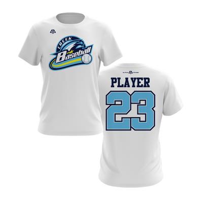 Personalized CCLL Creek Baseball Fall 2023 Short Sleeve Shirt - Light Blue/Yellow Team