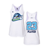 Personalized CCLL Creek Baseball Fall 2023 Women's White Tank Top - Light Blue/Yellow Team