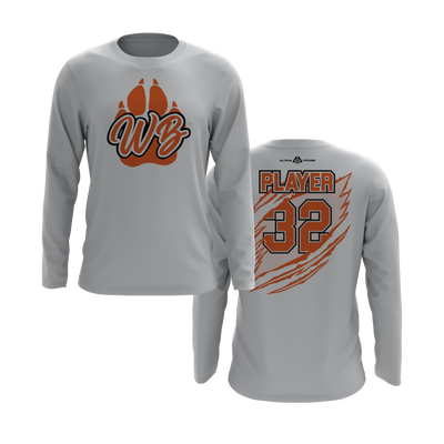 Personalized WBYB Long Sleeve Shirt - Orange Team Paw Print Logo