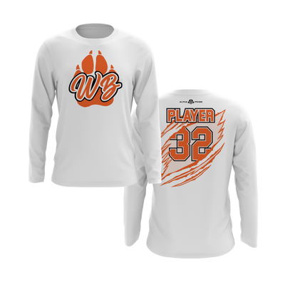 Personalized WBYB Long Sleeve Shirt - Orange Team Paw Print Logo