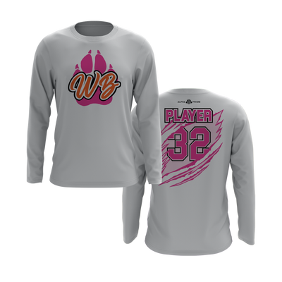 Personalized WBYB Long Sleeve Shirt - Pink Team Paw Print Logo