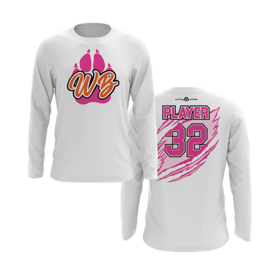 Personalized WBYB Long Sleeve Shirt - Pink Team Paw Print Logo