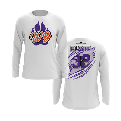 Personalized WBYB Long Sleeve Shirt - Purple Team Paw Print Logo