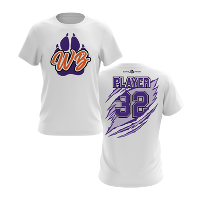 Personalized WBYB Fall 2023 Short Sleeve Shirt - Purple Team Paw Print Logo