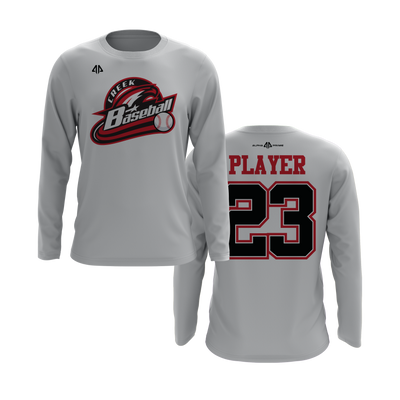 Personalized CCLL Creek Baseball Fall 2023 Long Sleeve Shirt - Red/Black Team