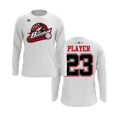 Personalized CCLL Creek Baseball Fall 2023 Long Sleeve Shirt - Red/Black Team