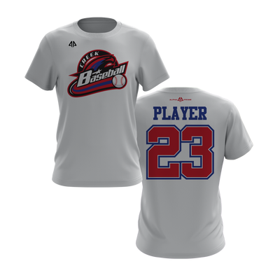 Personalized CCLL Creek Baseball Fall 2023 Short Sleeve Shirt - Red/Royal Blue Team