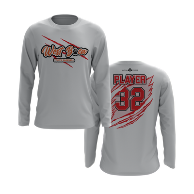 Personalized WBYB Long Sleeve Shirt - Red Team Claw Mark Logo