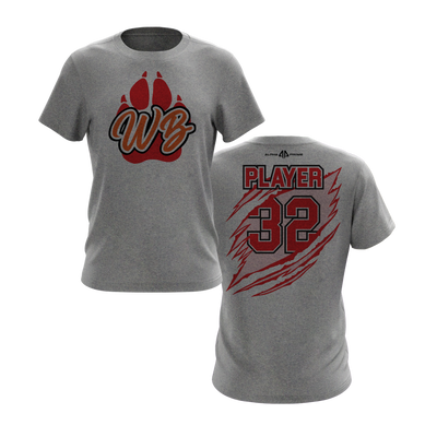 Personalized WBYB Fall 2023 Short Sleeve Shirt - Red Team Paw Print Logo
