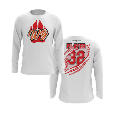 Personalized WBYB Long Sleeve Shirt - Red Team Paw Print Logo
