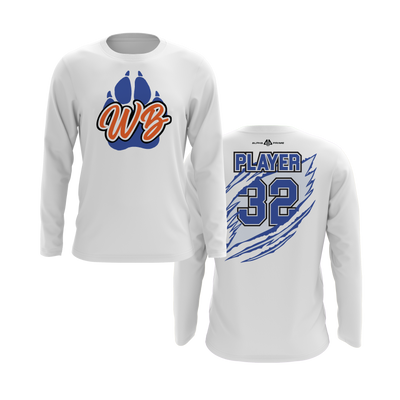 Personalized WBYB Long Sleeve Shirt - Royal Blue Team Paw Print Logo