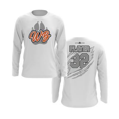 Personalized WBYB Long Sleeve Shirt - Silver Team Paw Print Logo