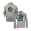 Personalized WBYB Fall 2023 Heather Grey Hoodie - Teal Team Paw Print Logo