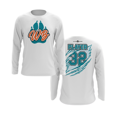 Personalized WBYB Long Sleeve Shirt - Teal Team Paw Print Logo