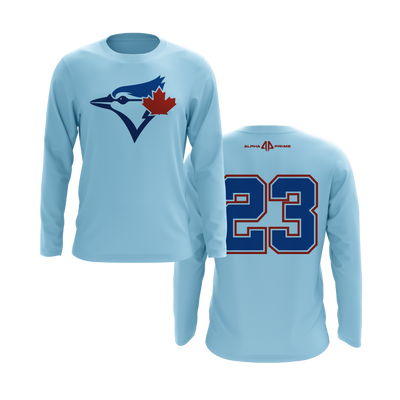 Personalized CCLL Blue Jays Coach Pitch Logo Long Sleeve Shirt