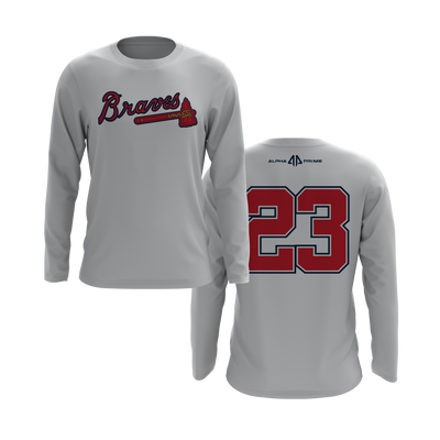 Personalized Braves Logo Long Sleeve Shirt