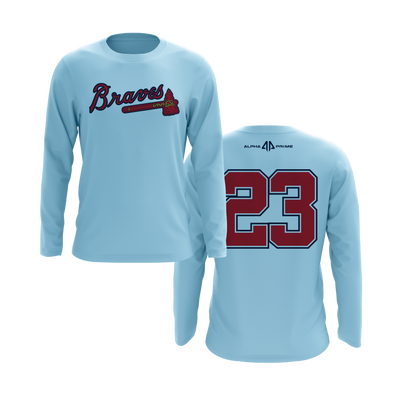 Personalized Braves Logo Long Sleeve Shirt