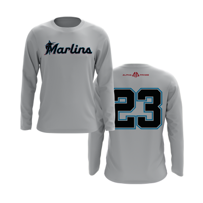 Personalized Marlins Logo Long Sleeve Shirt