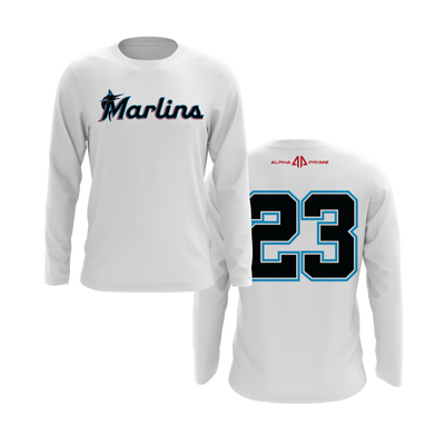 Personalized Marlins Logo Long Sleeve Shirt