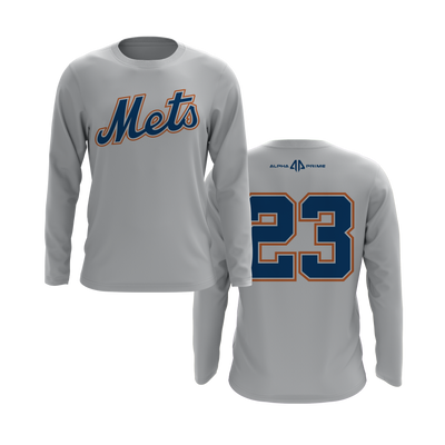 Personalized Mets Logo Long Sleeve Shirt
