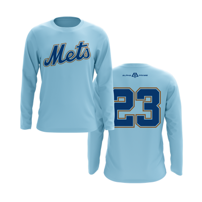 Personalized Mets Logo Long Sleeve Shirt