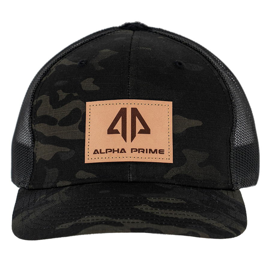 AP Patch Trucker Snapback Hat - 862RCHSQ-Black Camo/Black