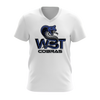 Personalized WBT Cobras Stacked Blue Logo Women's White V-Neck Shirt