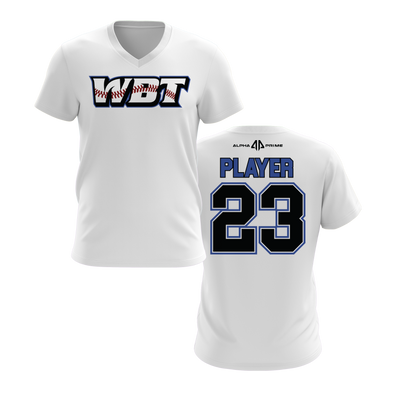 Personalized WBT Logo Women's White V-Neck Shirt