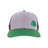 AP Retro Trucker Snapback Hat - Heather Grey, Light Charcoal & Green